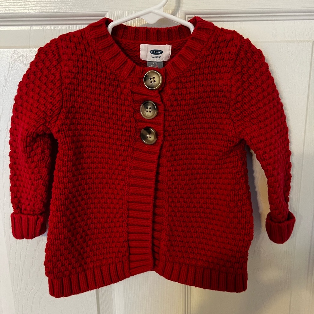 Old Navy Red Knit Kids Cardigan